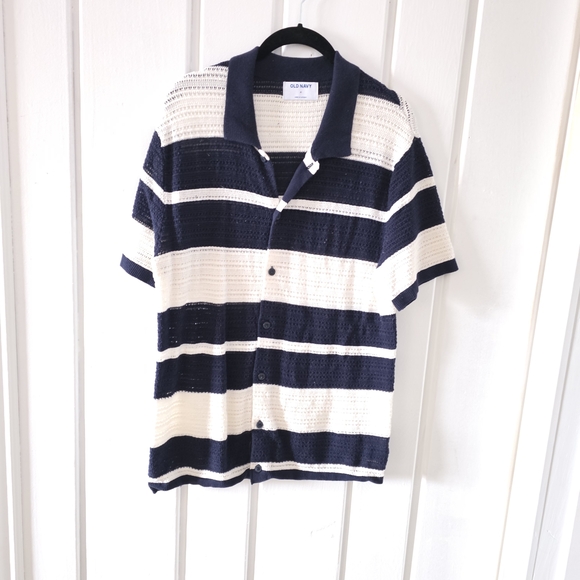 Textured Striped button down tee - Picture 3 of 6